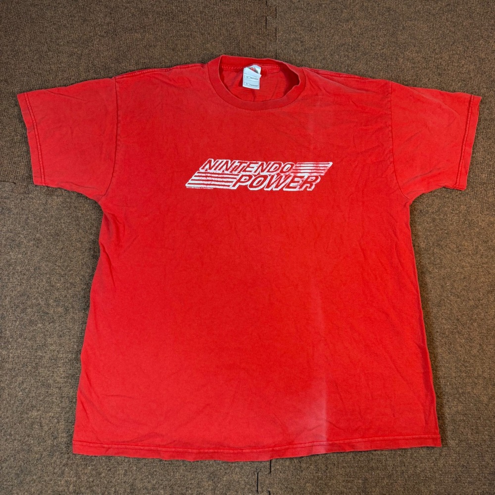 Nintendo Power Graphic T-Shirt Mens XL Red Fruit of the Loom Heavy Cotton Logo